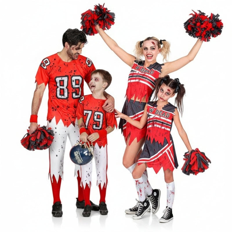 Gruppo Football americano e cheerleader zombie