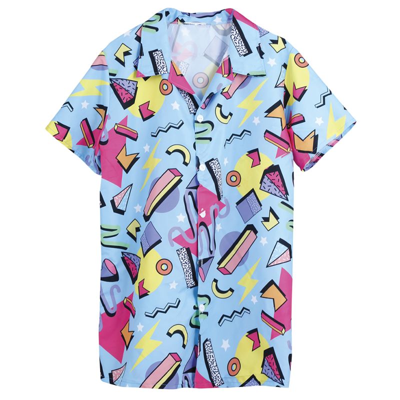 Camisa Años 80 Azul para hombre Bis