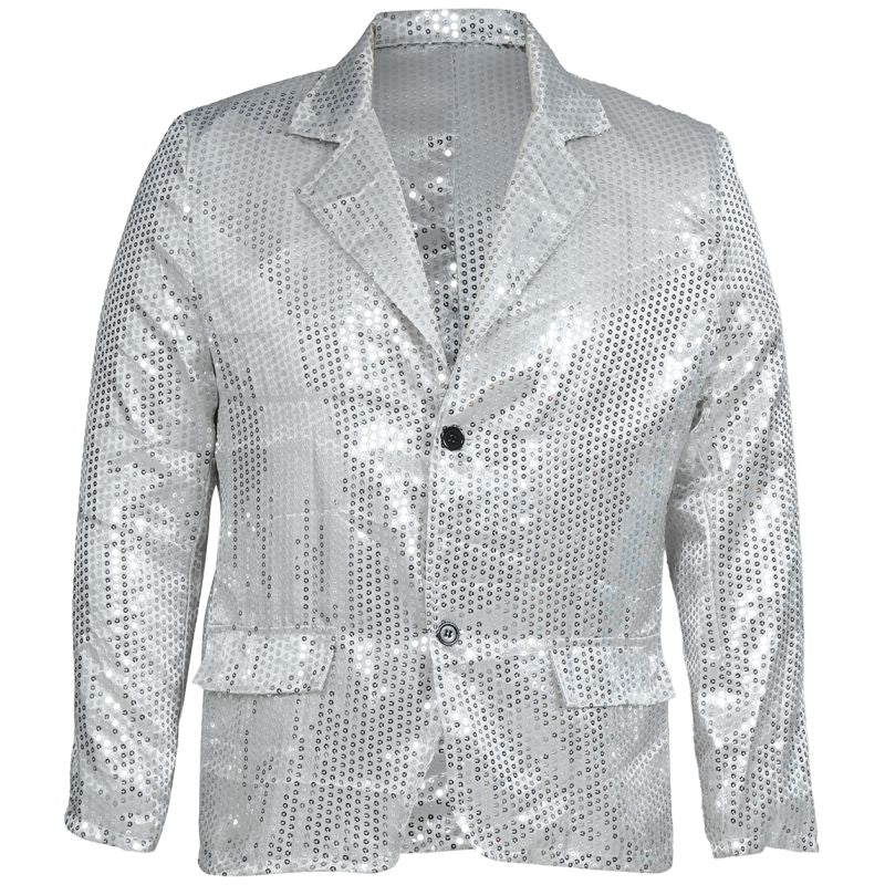 Chaqueta Lentejuelas Plata para Hombre Delantera