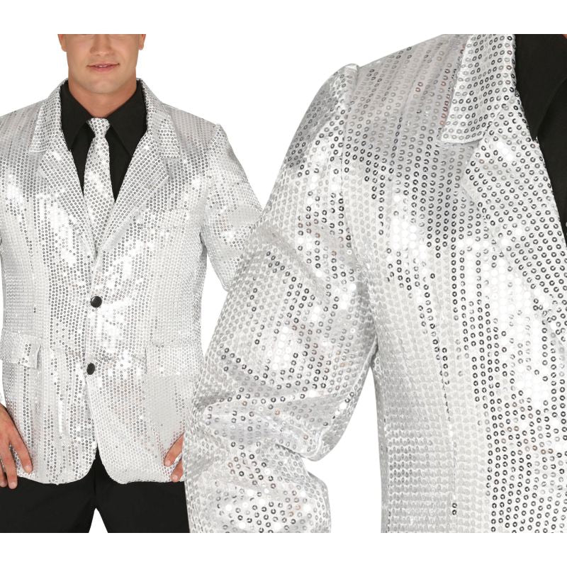 Chaqueta Lentejuelas Plata para Hombre Detalle