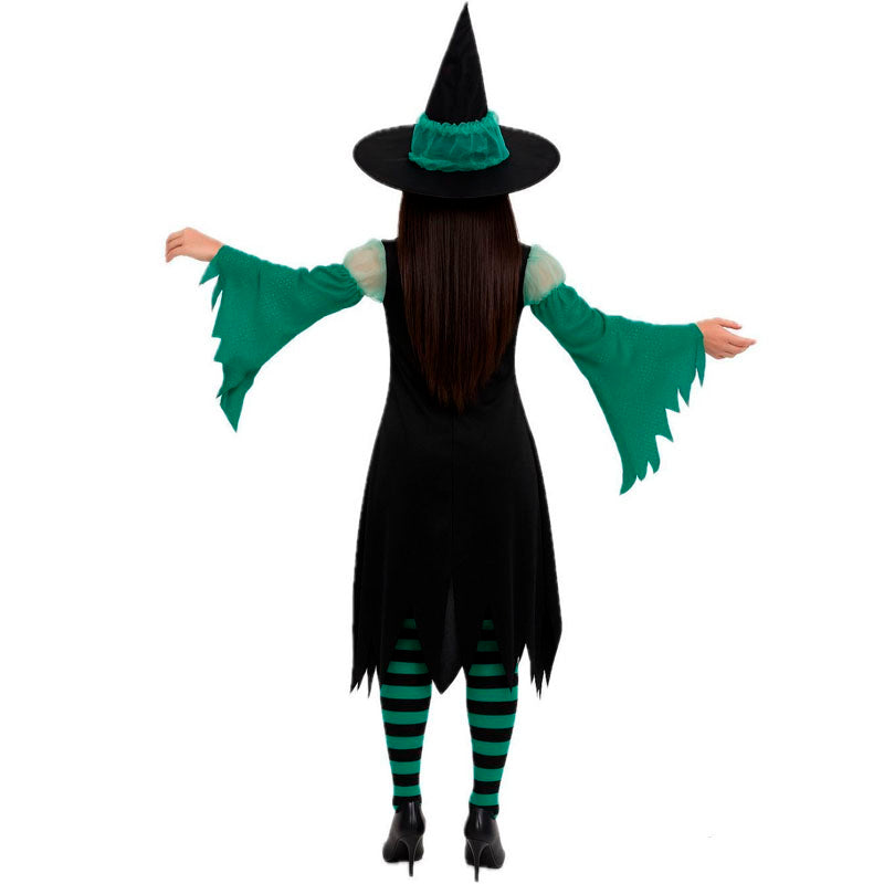 Disfraz de Bruja Verde Esmeralda para mujer Espalda