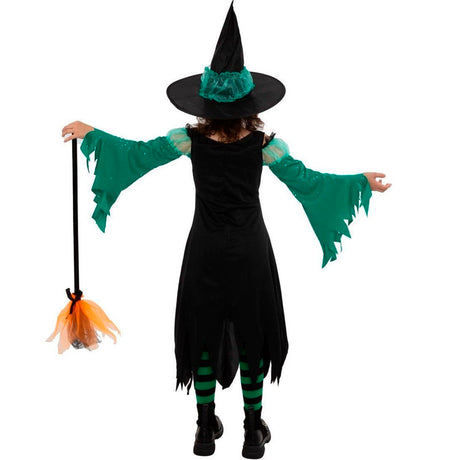 Disfraz de Bruja Verde Esmeralda para niña Espalda