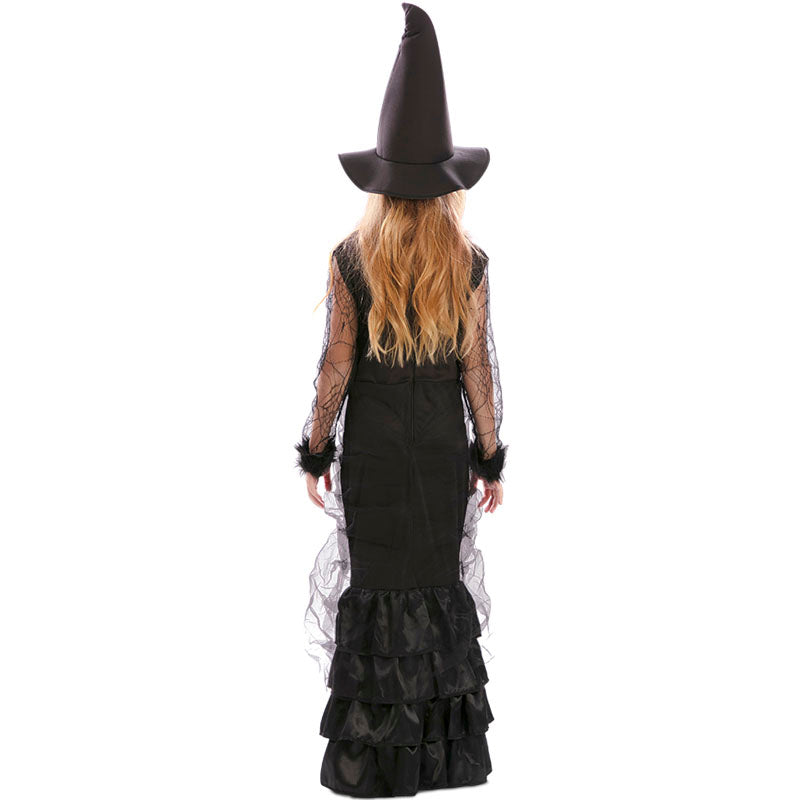 Disfraz de Bruja negra elegante para niña Espalda