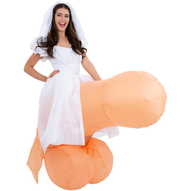 Disfraz de Novia sobre pene hinchable adulto unisex