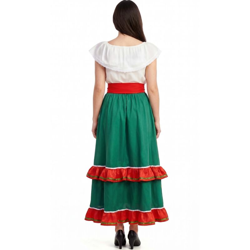 Disfraz de Mexicana verde para mujer Espalda