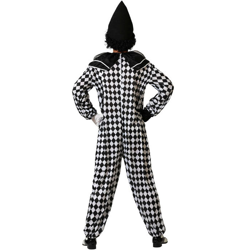 Disfraz para hombre de Arlequín blanco y negro Espalda