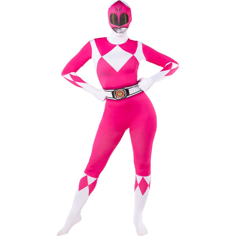 Disfraz de Power Ranger rosa segunda piel para mujer