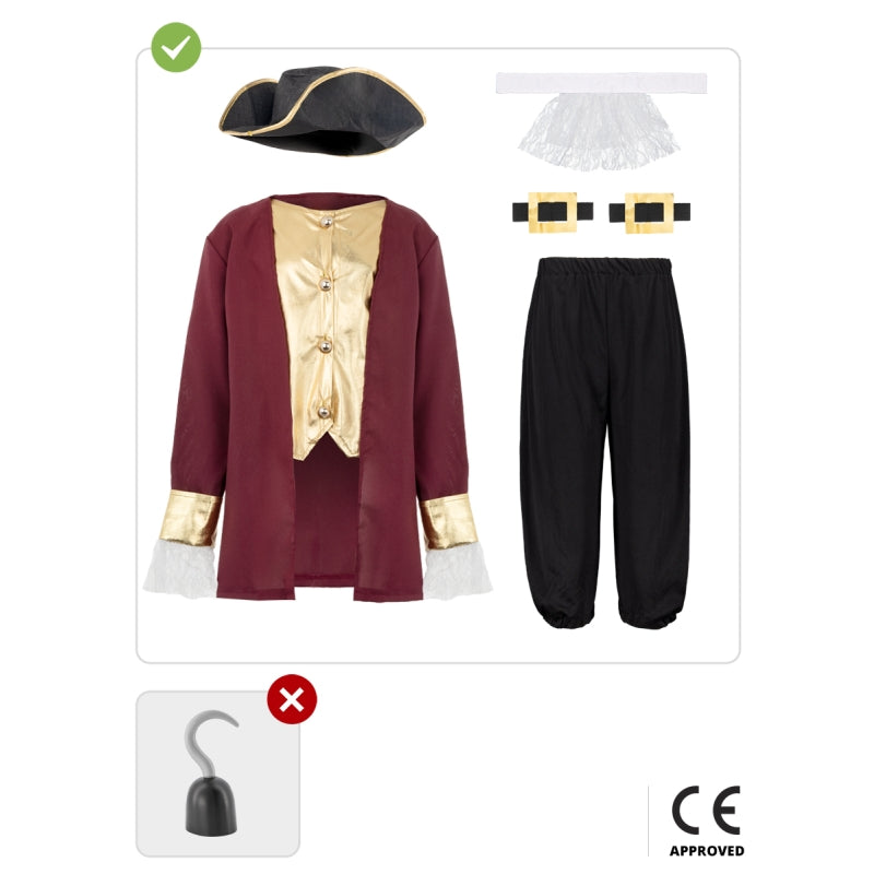 Disfraz de Capitán Garfio clásico para niño Contenido