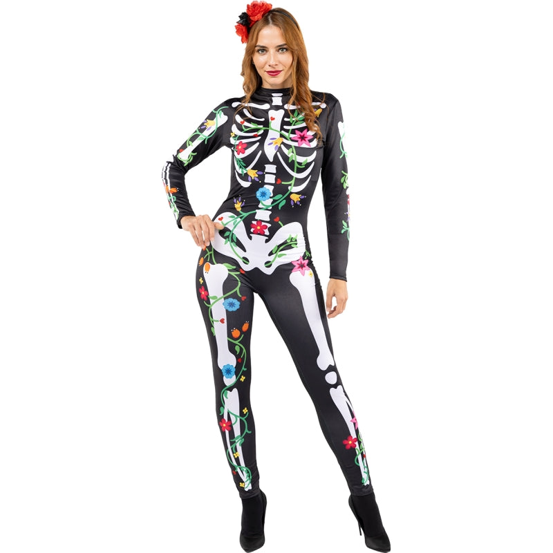 Disfraz de Esqueleto Catrina Día de los Muertos para mujer Bis
