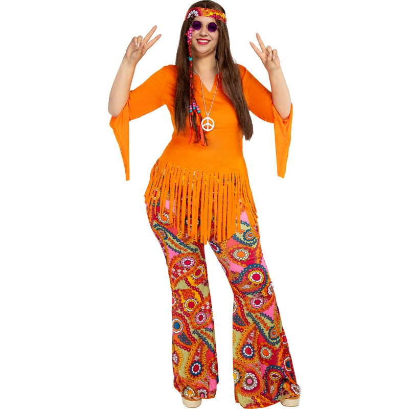 Disfraz de Hippie Good Vibes para mujer Talla Grande