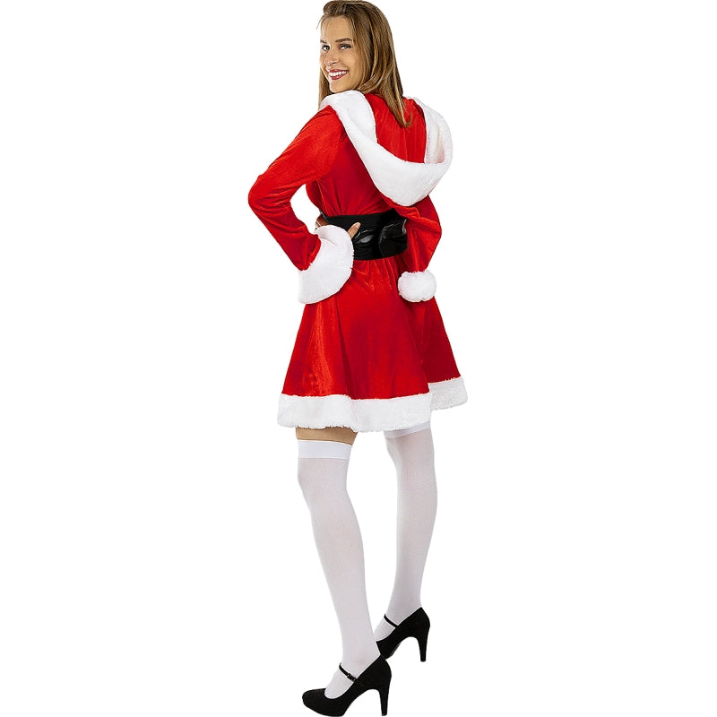 Disfraz de Mamá Noel con capucha para mujer Espalda