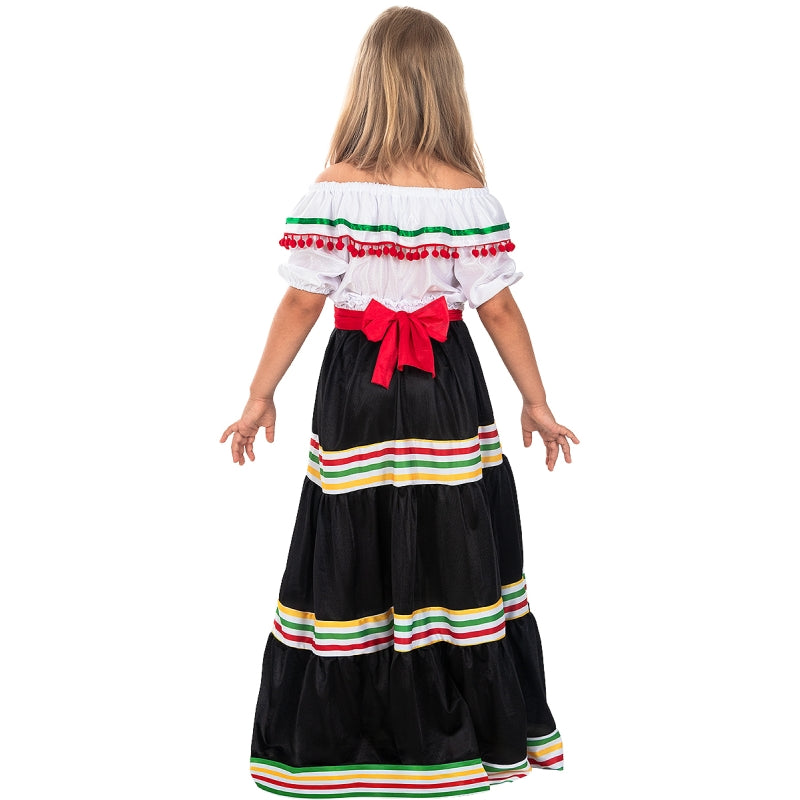 Disfraz de Mejicana de Lujo para niña Espalda