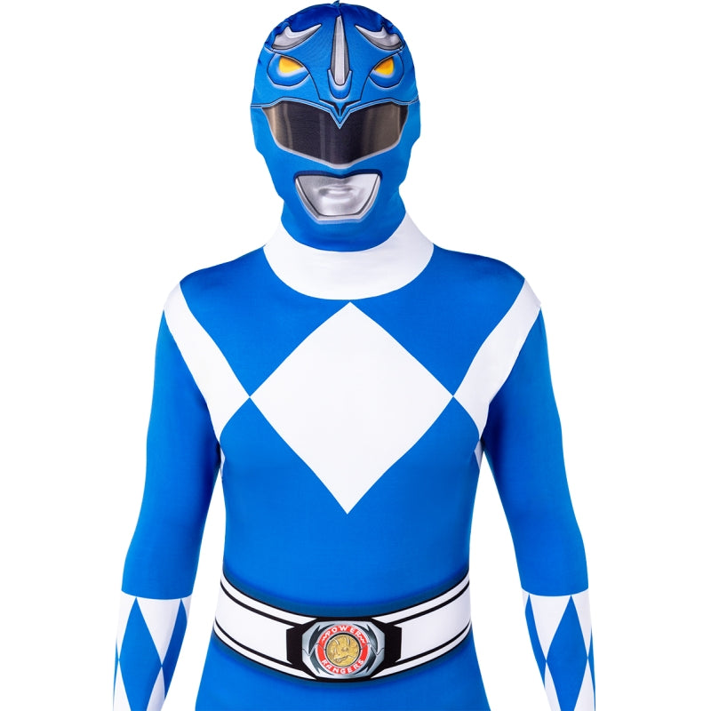 Disfraz de Power Ranger Azul Segunda piel adulto unisex Detalle