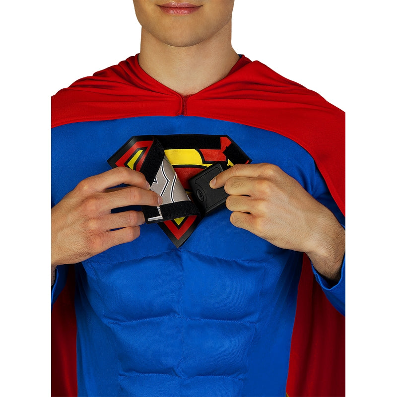 Disfraz de Superman Lights On para hombre Pilas