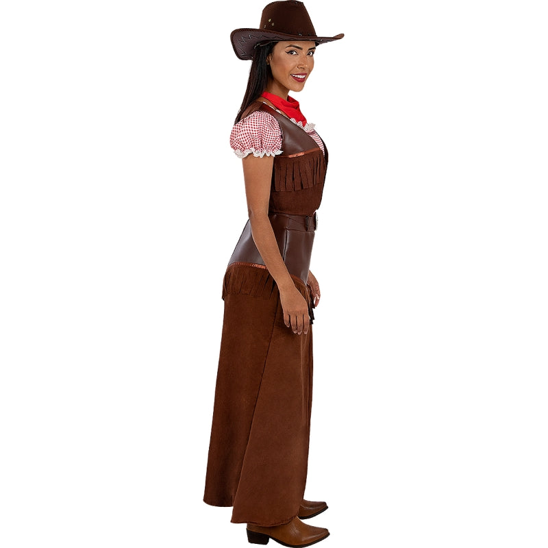 Disfraz de Vaquera Marrón Deluxe para mujer Perfil