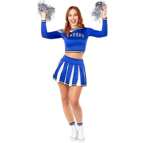 Disfraz de Cheerleader Azul para mujer
