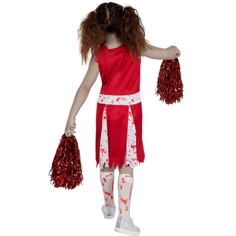 Disfraz de Animadora Zombie Roja para niña Espalda
