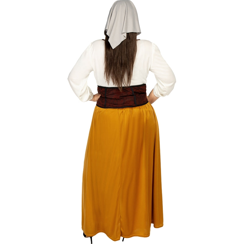 Disfraz de Campesina Medieval para mujer Espalda Talla Grande