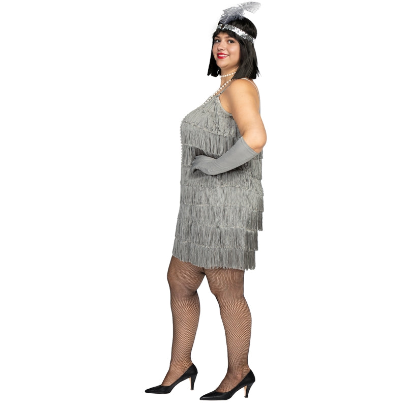 Disfraz de Charlestón Años 20 Plateado para mujer Perfil Talla Grande