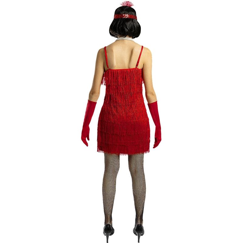 Disfraz de Charlestón rojo para mujer Espalda