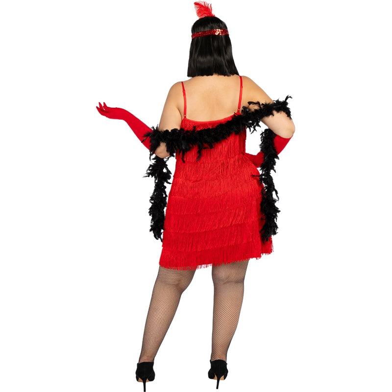 Disfraz de Charlestón rojo para mujer Espalda Talla Grande