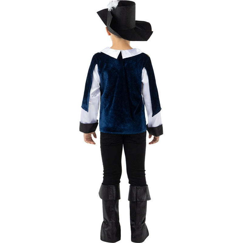 Disfraz de Mosquetero Azul para niño Espalda