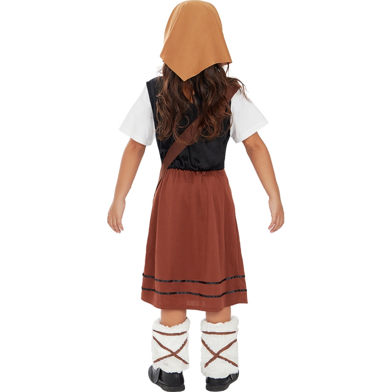 Disfraz de Pastorcita Marrón para niña Espalda