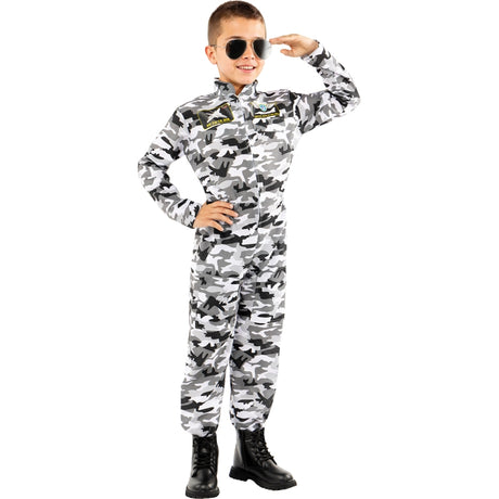Disfraz de Piloto Caza Camuflaje para niño