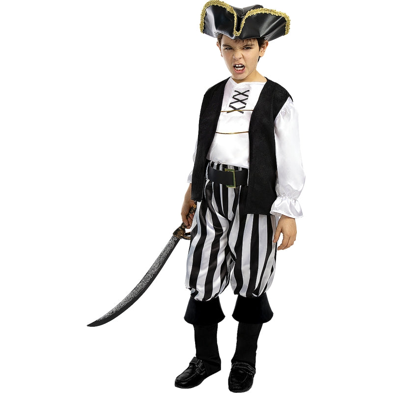 Disfraz de Pirata a rayas Black&White Collection para niño