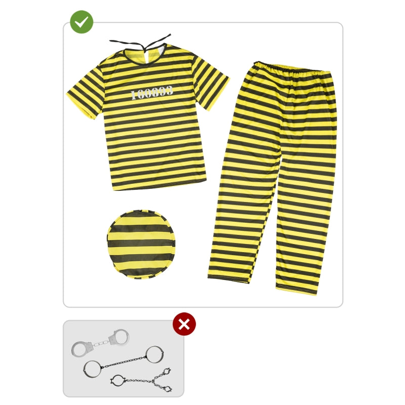 Disfraz de Preso amarillo y negro para hombre Contenido
