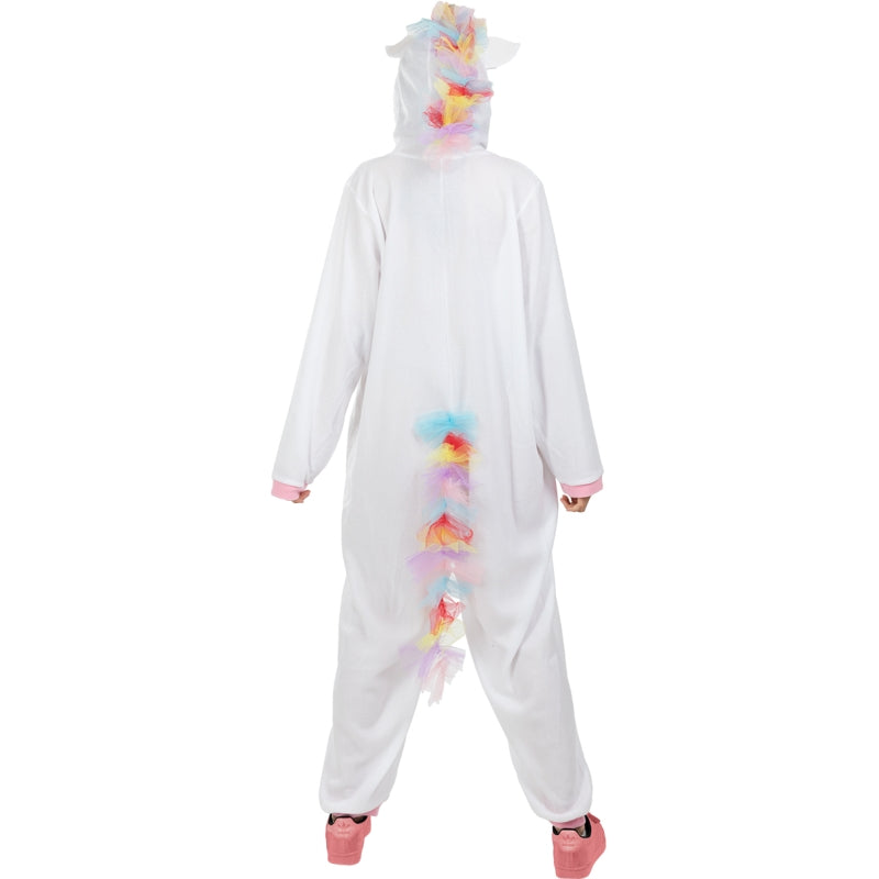 Disfraz de Unicornio Rosa y Blanco Onesie adulto unisex Espalda