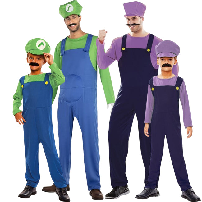 Disfraces Súper Luigis y Waluigis para grupos y familias