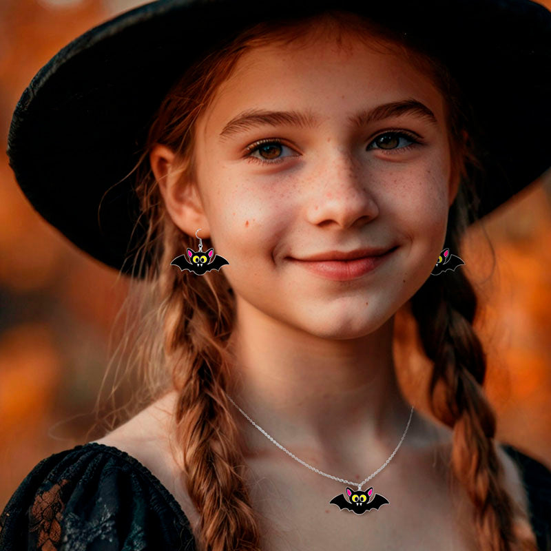 Kit Pendientes y collar murciélagos