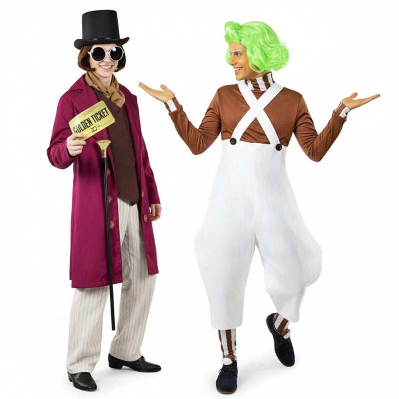 Costumi di coppia Willy Wonka e Oompa-Loompa della Fabbrica di Cioccolato