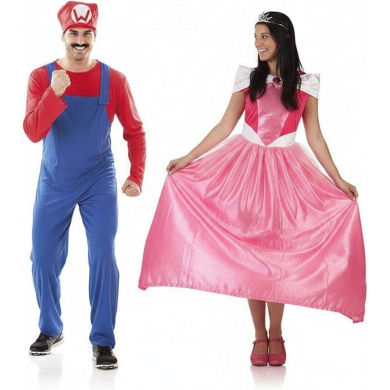 Costumi di coppia Super Mario e Principessa Peach