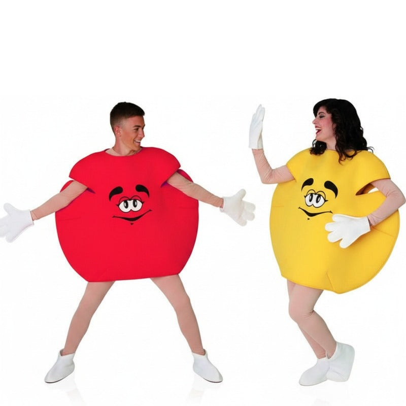 Costumi di coppia Candy amarelo e rosso