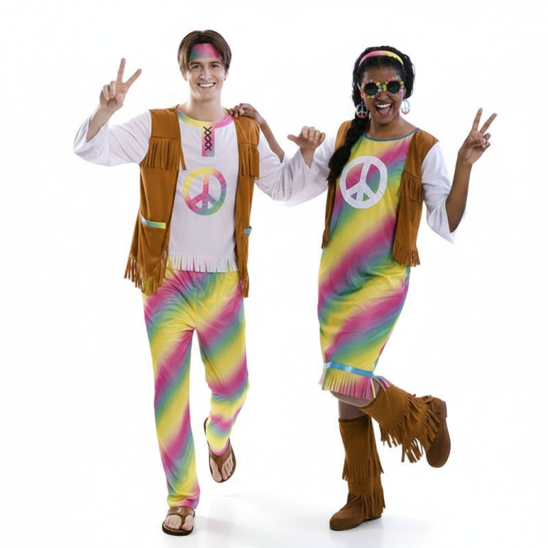 Costumi di coppia hippy arcobaleno