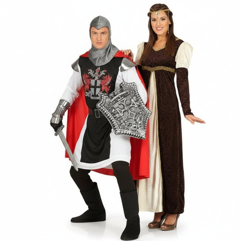 Costumi di coppia Templare medievale e Principessa corte