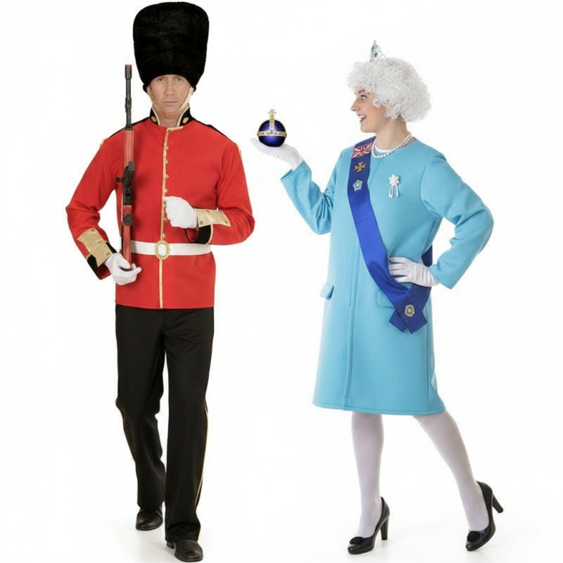 Costumi di coppia Guardia Reale inglese e Regina Elisabetta II