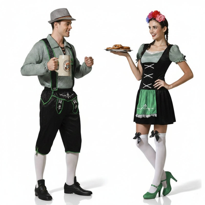 Costumi di coppia Tirolesi dell'Oktoberfest in colore nero