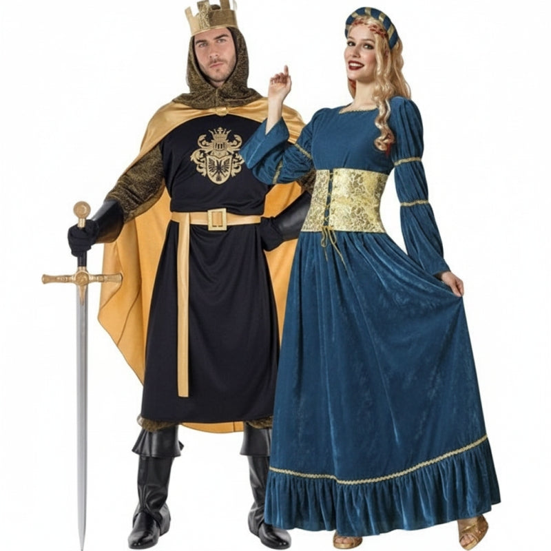 Costumi di coppia Re e dama medievali