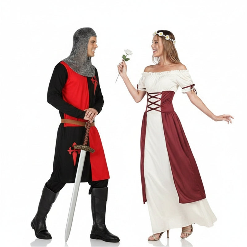 Costumi di coppia Soldato e dama medievali