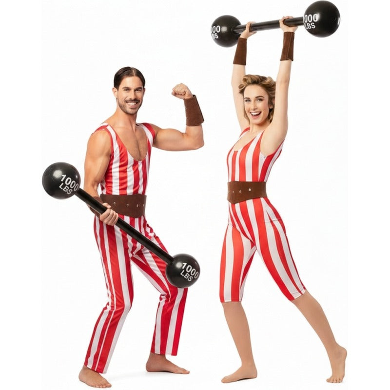 Costumi di coppia Strongmen del circo a strisce
