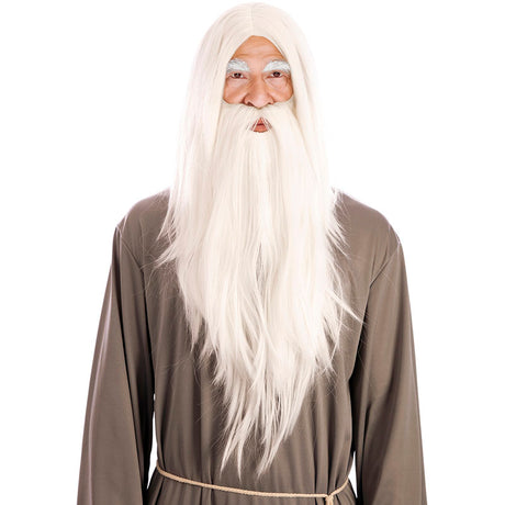 Peluca Mago blanca con barba larga