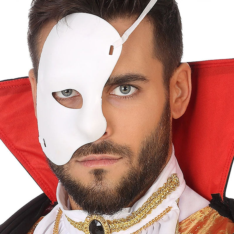 Maschera Fantasma Dell'Opera - Mezza Faccia, Per Halloween, Carnevale, Feste In Maschera