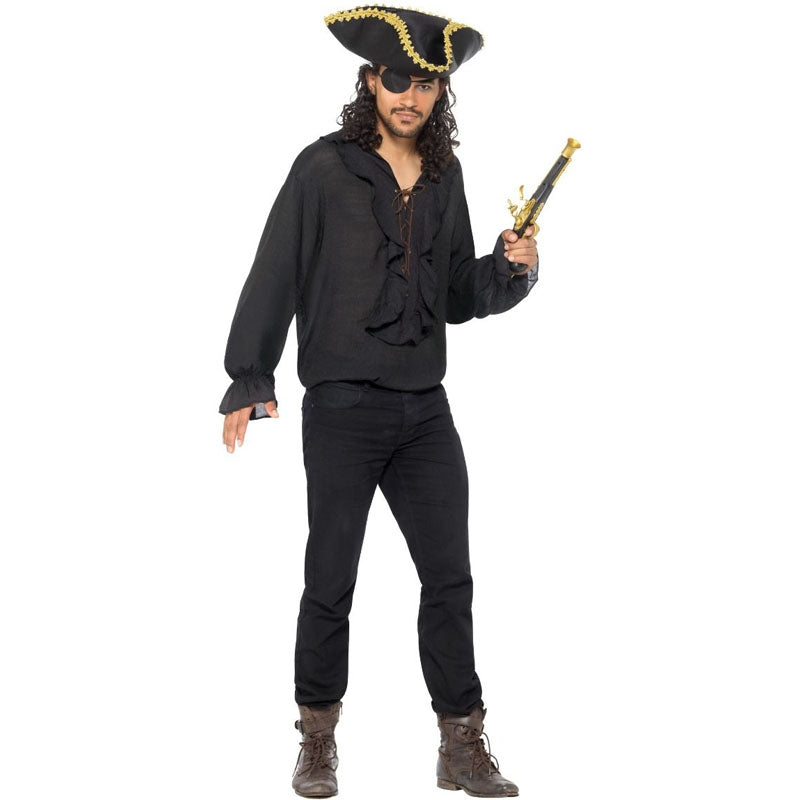 kinstell Camicia da pirata medievale da uomo, con lacci, costume