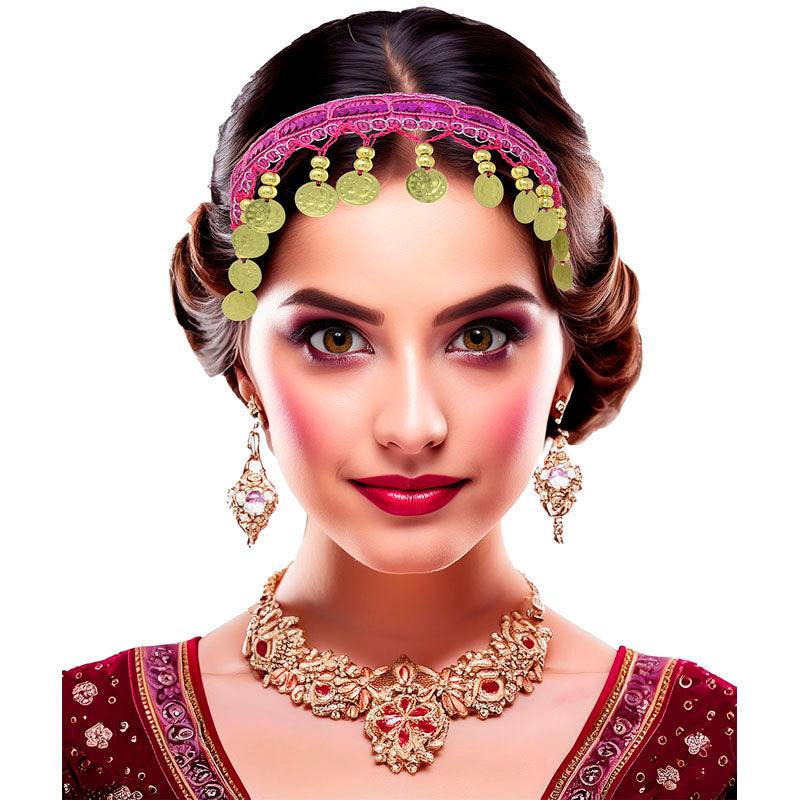 Diadema con monedas fucsia