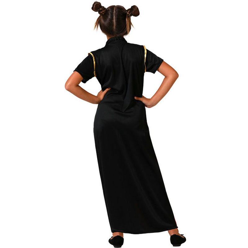 Disfraz para niña de China negro y rojo Espalda