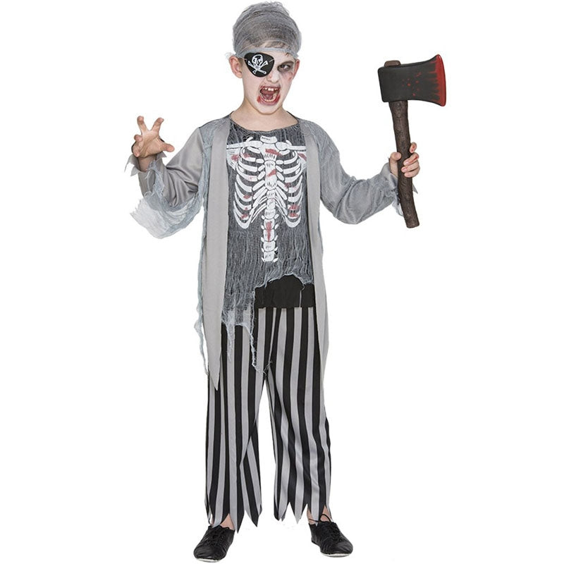 Funidelia | Costume da pirata zombie per bambino Morto vivente, Horror - Costume per bambini e accessori per Feste, Carnevale e Halloween - Taglia 3-4 anni - Nero