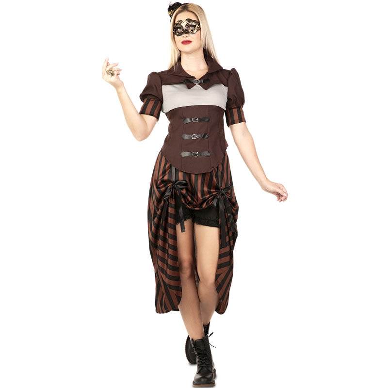 COSDREAMER Camicetta da Donna con Lacci in Stile Gotico Steampunk, Bianco, XS